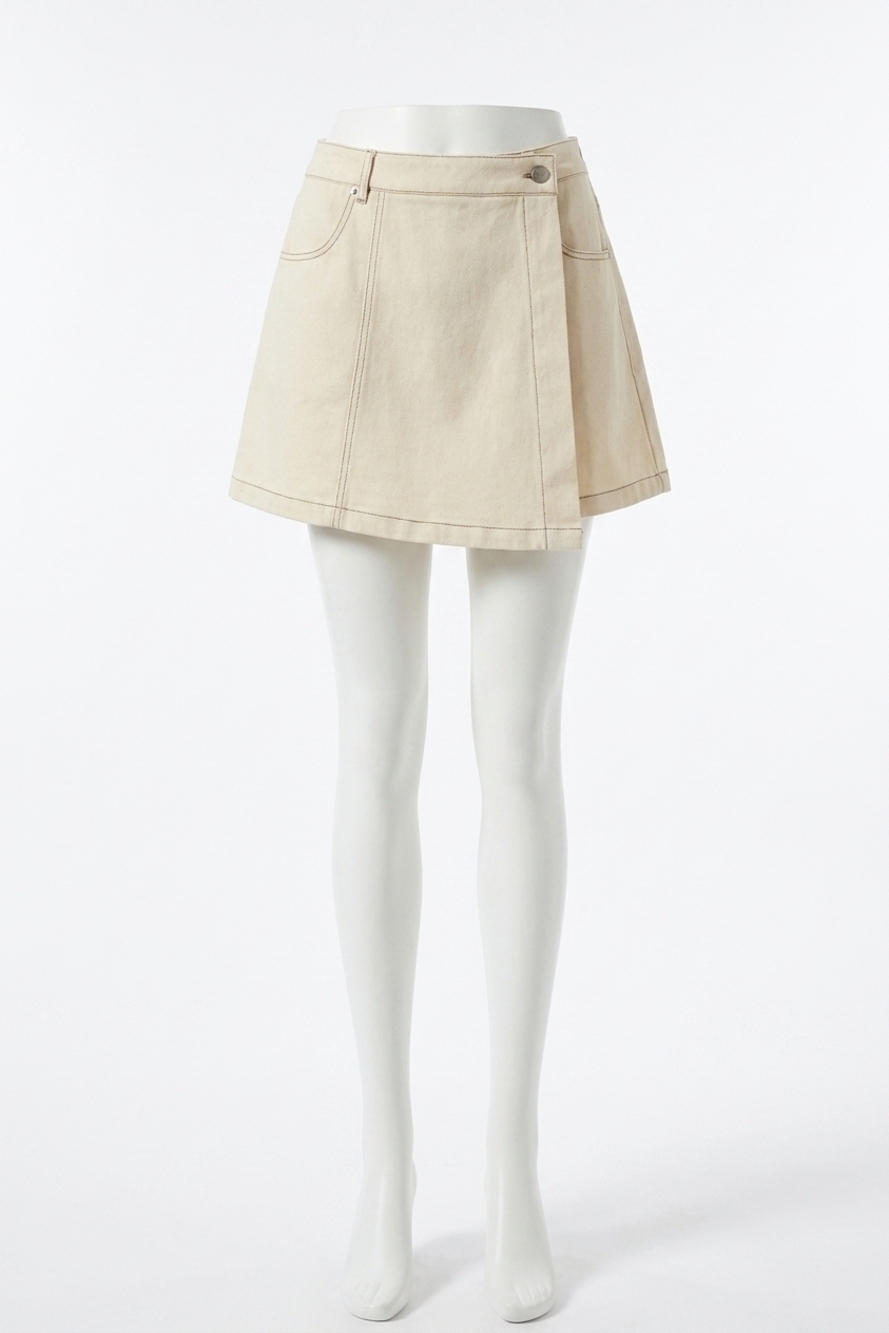 NEW ENTRO morgan denim wrap skort in natural